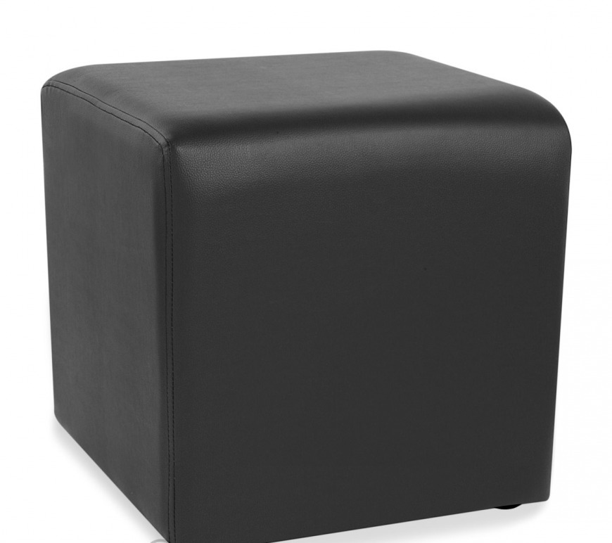 Black Leather Cube Stools